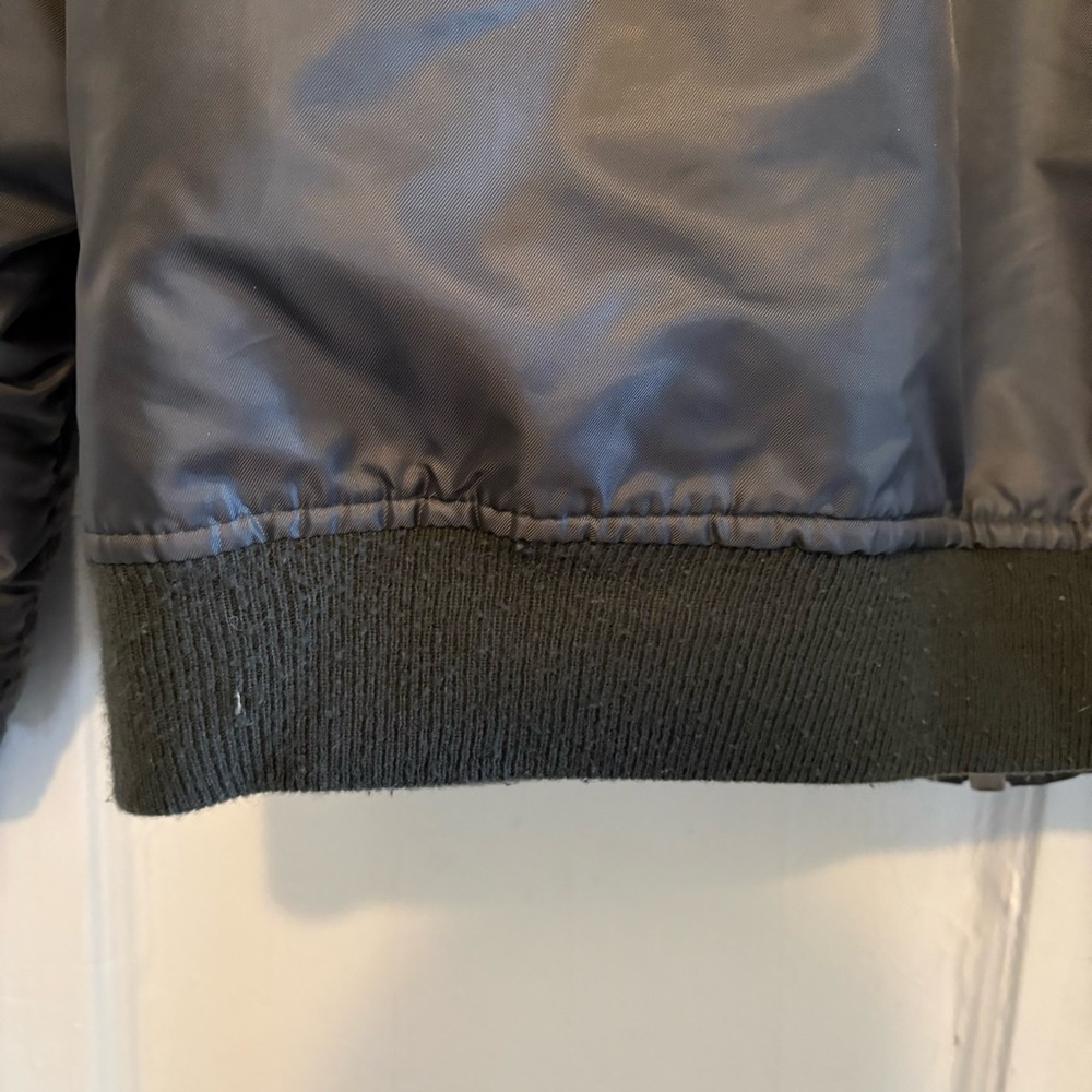 Gray Bomber Jacket With Orange Lining - image 4